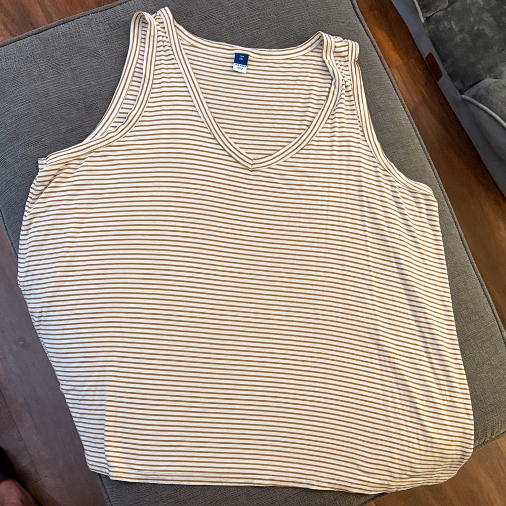 Old Navy Cream and Brown Striped Sleeveless Top